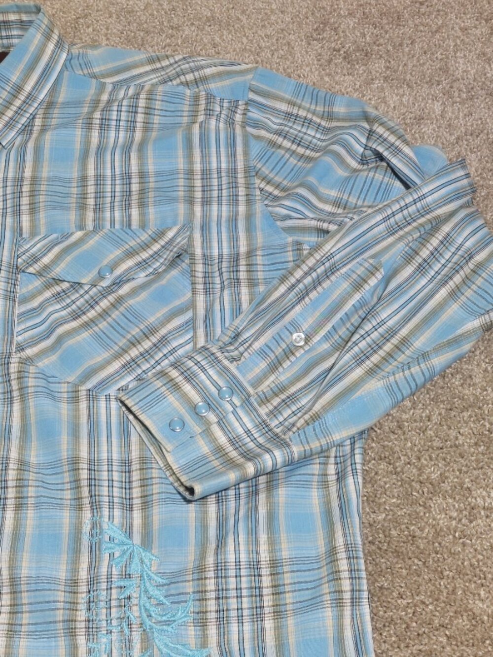 Vintage Painted Mesa Embroidered Western Shirt - Pearl Snap Size XLT - Picture 3 of 9
